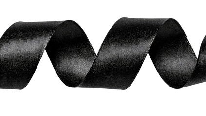 A coiled ribbon of deep black.  The satin-like texture is visible