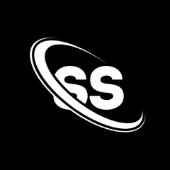 SS logo. S S design. White SS letter. SS/S S letter logo design. Initial letter SS linked circle uppercase monogram logo.