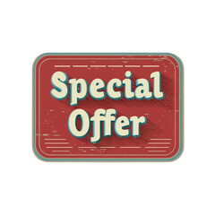 Retro Label with &ldquo;Special Offer&rdquo; Text and Shadow Isolated on Transparent Background
