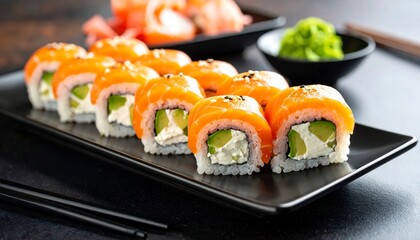 Salmon avocado sushi rolls