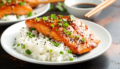Soy ginger salmon with sticky jasmine rice