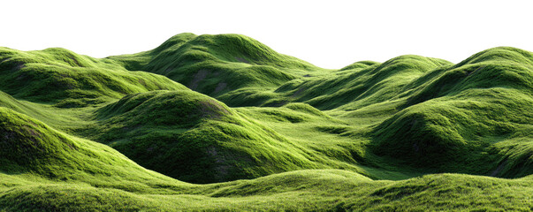Lush green hills, rolling landscape