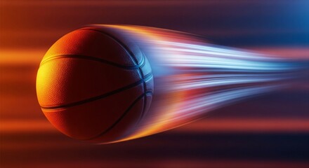 Fototapeta premium Basketball in flight with a dramatic, cinematic feel