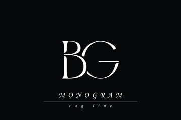 BG Initials Stylized Monogram Design Featuring Intertwined. Artistic representation of monogram initials creatively arranged and displayed.