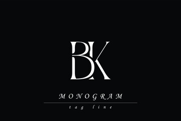 BK Initials Stylized Monogram Design Featuring Intertwined. Artistic representation of monogram initials creatively arranged and displayed.