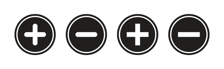 plus and minus button icon set in circle design