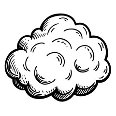 Whimsical hand-drawn cloud element with a charming, retro sketch style perfect for adding a touch of imagination to any design project.