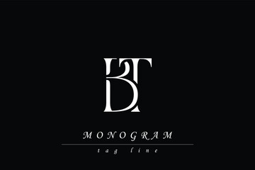 BT Initials Stylized Monogram Design Featuring Intertwined. Artistic representation of monogram initials creatively arranged and displayed.