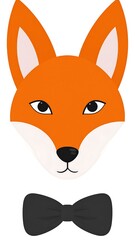 Fototapeta premium Cute fox head with bow tie