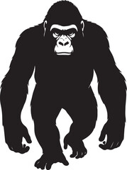 Stylized silhouette of a gorilla ape in a dynamic pose