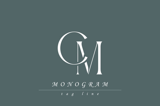 CM Initials Stylized Monogram Design Featuring Intertwined. Artistic representation of monogram initials creatively arranged and displayed.