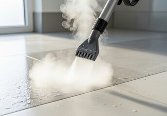 Efficient steam cleaning for tile floors in bright modern home setting