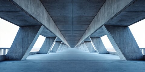 Obraz premium Concrete Bridge Architecture: A Study in Geometric Lines and Industrial Design