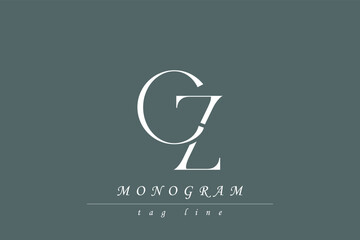 Fototapeta premium CZ Initials Stylized Monogram Design Featuring Intertwined. Artistic representation of monogram initials creatively arranged and displayed.
