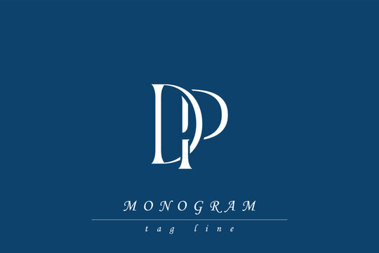 DP Initials Stylized Monogram Design Featuring Intertwined. Artistic representation of monogram initials creatively arranged and displayed.