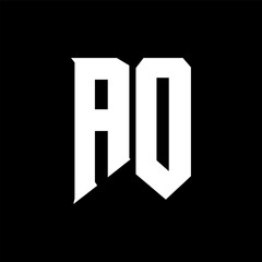 AO Letter Logo Design. Initial letters AO gaming's logo icon for technology companies. Tech letter AO minimal logo design template. AO letter design vector with white and black colors. AO