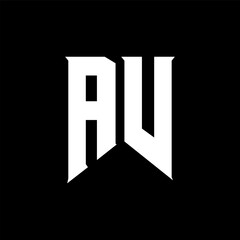AV Letter Logo Design. Initial letters AV gaming's logo icon for technology companies. Tech letter AV minimal logo design template. AV letter design vector with white and black colors. AV