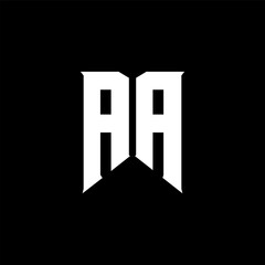AA Letter Logo Design. Initial letters AA gaming's logo icon for technology companies. Tech letter AA minimal logo design template. AA letter design vector with white and black colors. AA