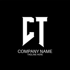CT Letter Logo Design. Initial letters CT gaming's logo icon for technology companies. Tech letter CT minimal logo design template. CT letter design vector with white and black colors. CT