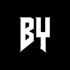 BY Letter Logo Design. Initial letters BY gaming's logo icon for technology companies. Tech letter BY minimal logo design template. BY letter design vector with white and black colors. BY