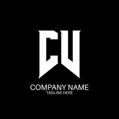 CV Letter Logo Design. Initial letters CV gaming's logo icon for technology companies. Tech letter CV minimal logo design template. CV letter design vector with white and black colors. CV