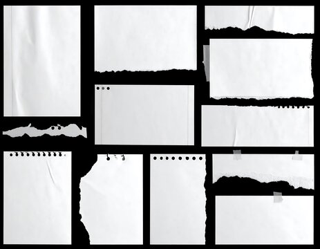 Blank ripped and torn pieces of paper