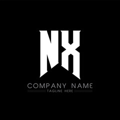 NX Letter Logo Design. Initial letters NX gaming's logo icon for technology companies. Tech letter NX minimal logo design template. NX letter design vector with white and black colors. NX