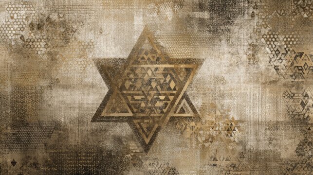 Geometric star design with intricate patterns in earthy tones on a textured background