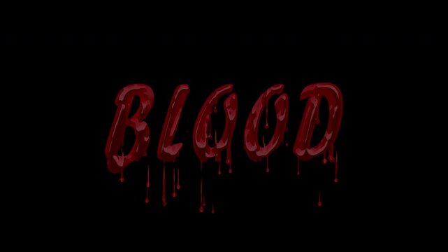 dripping red blood text on transparent background with alpha channels