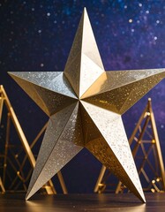 Sparkling gold star on dark background