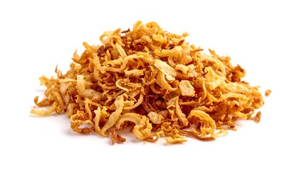 Crispy golden onion snacks piled high