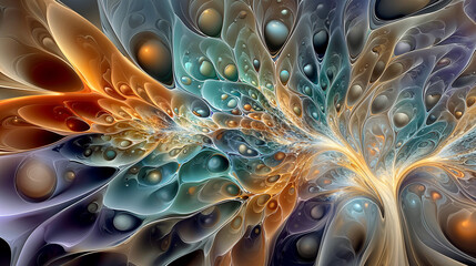 Colorful Abstract Fractal Design Showcasing Vibrant Patterns and Intricate Shapes in a Mesmerizing Display of Art Generative AI