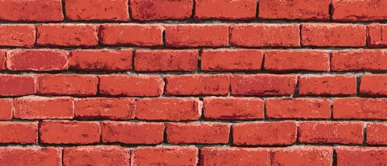 Fototapeta premium Brick Wall Texture: A close-up, seamless image of a classic brick wall texture showcases the timeless beauty of aged red bricks, exuding a sense of history and architectural solidity. 