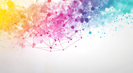 Colorful Abstract Background With Interconnected Shapes and Vibrant Splashes in Pastel Hues Creating a Dynamic Visual Effect Generative AI