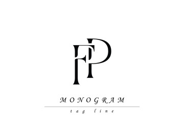 FP Initials Stylized Monogram Design Featuring Intertwined. Artistic representation of monogram initials creatively arranged and displayed.