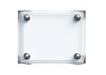 Clear acrylic nameplate with metal studs