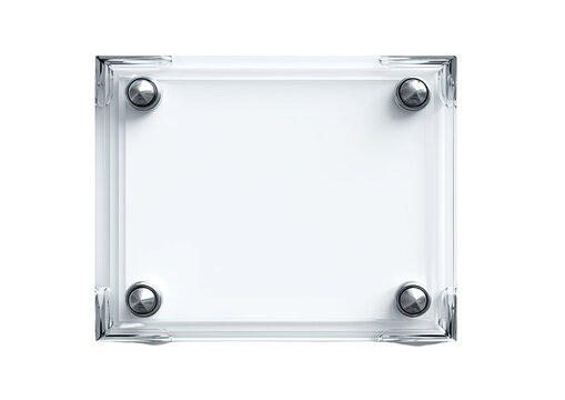 Clear acrylic nameplate with metal studs