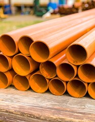 Stack of orange pipes