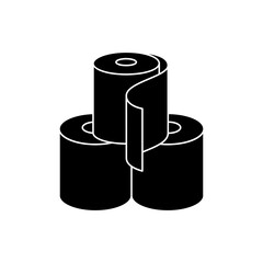 Three toilet papers black icon. Paper wipes. Vector illustration