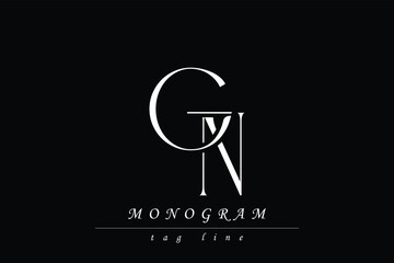 GN Initials Stylized Monogram Design Featuring Intertwined. Artistic representation of monogram initials creatively arranged and displayed.