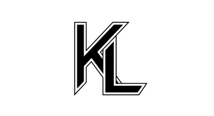 Bold black KL letter monogram with a sharp angular design and a clean white outline.