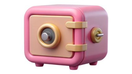 Cute pink safe isolated on transparent background