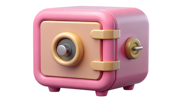 Cute pink safe isolated on transparent background