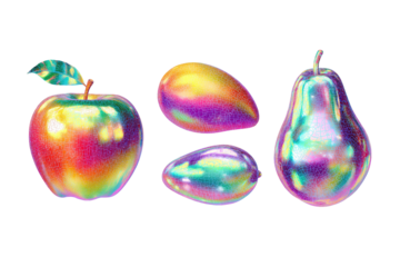Colorful iridescent fruit, digitally rendered