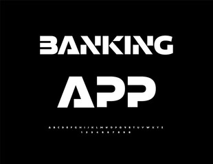 Vector Financial template Banking App. Futuristic White Font. Typography Modern Digital  Alphabet Letters and Numbers