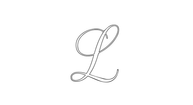 Elegant cursive letter L in a thin black outline calligraphic script style with flowing lines and loops.