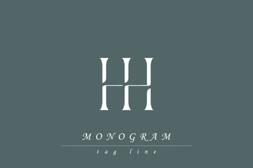 HH Initials Stylized Monogram Design Featuring Intertwined. Artistic representation of monogram initials creatively arranged and displayed.