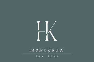 HK Initials Stylized Monogram Design Featuring Intertwined. Artistic representation of monogram initials creatively arranged and displayed.