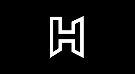 Modern white letter H logo with a bold geometric design featuring sharp angles and a unique pointed base.