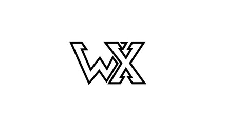 Fototapeta premium Modern WX letter monogram logo with a sharp geometric and angular outline design.